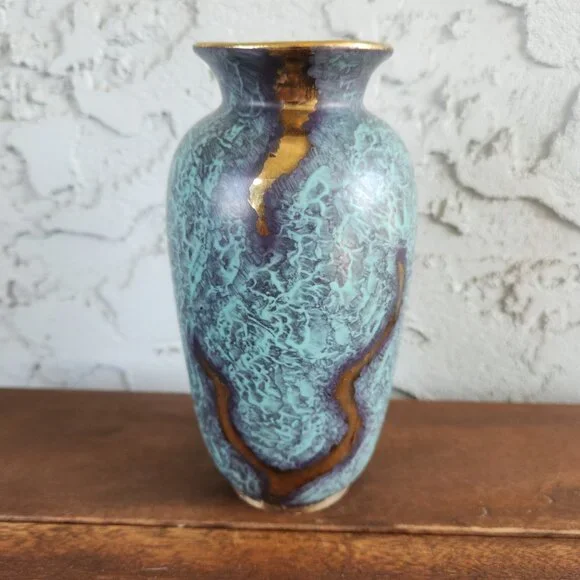Vintage Jasba Keramik Vase 500/16 West Germany 1950s Jaspatina Glaze 6.5”, 16cm - Picture 1 of 7